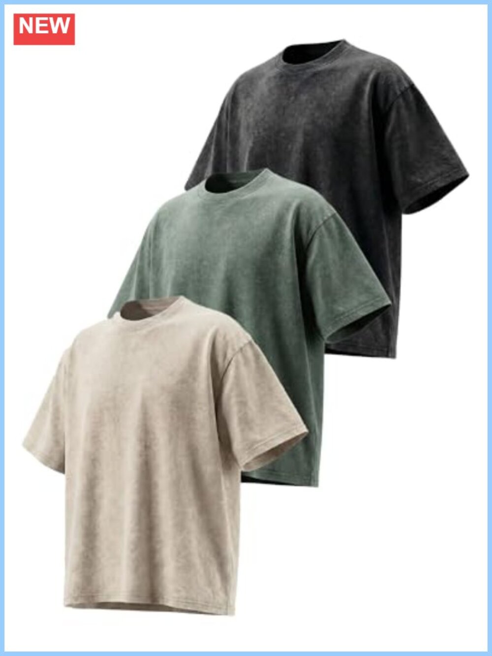 Men's Oversized Heavyweight Cotton Acid Wash Drop Shoulder Baggy Tee